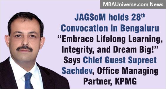 JAGSoM holds 28th Convocation in Bengaluru, 355 Students Awarded PG Diplomas; Embrace Lifelong Learning, Integrity, and Dream Big