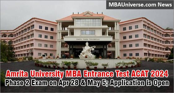 Amrita University to Conduct Phase 2 of ACAT 2024: Exam on April 28 and May 5, 2024 for MBA Admission 2024; Offers Big Benefits to Phase 1 Test Takers