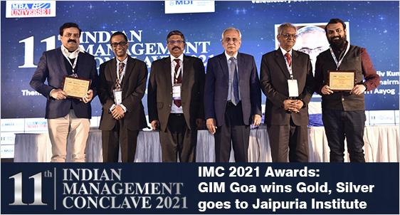 IMC 2021 Awards for Excellence in Management Education: GIM Goa wins Gold; Jaipuria Institute wins Silver