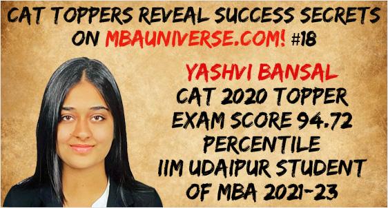 How a BBA Graduate and Fresher from Surat, Yashvi Bansal Cracked CAT with 94.72%ile and got into IIM Udaipur for MBA 2021