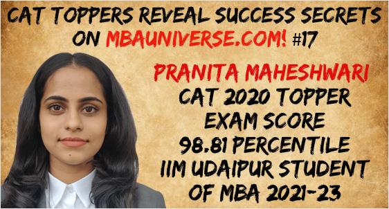 How an Arts & Craft lover, a blogger with BMS, Pranita Maheshwari Cracked CAT with 98.81%ile and got into IIM Udaipur for MBA 2021