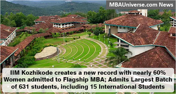 IIM Kozhikode creates a new record with nearly 60% Women admitted to Flagship MBA; Largest Batch of 631 Students, including 15 International Students