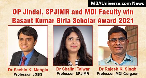 OP Jindal, SPJIMR and MDI Faculty wins Basant Kumar Birla Distinguished Scholar Award 2021