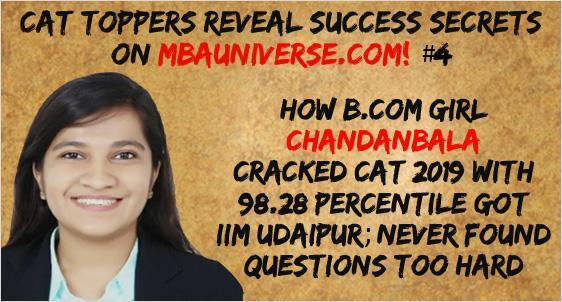 Chandanbala, a B.Com with 51% Cracks CAT 2019 with 98.28%ile; Gets into IIM Udaipur; Never found Questions too Hard