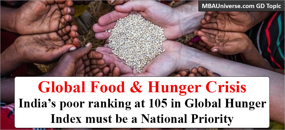 Global Food & Hunger Crisis: India’s poor ranking at 105 in Global Hunger Index must be a National Priority