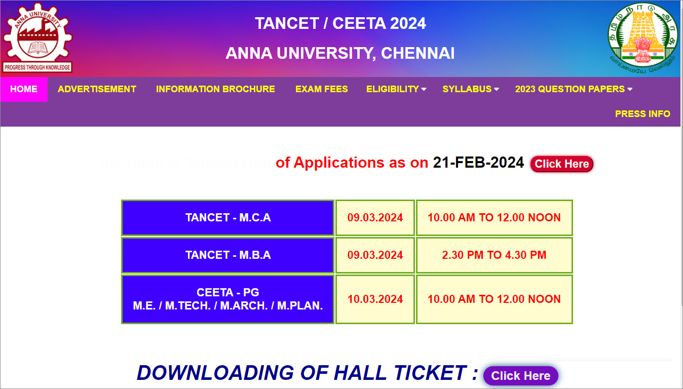 Tancet Admit Card