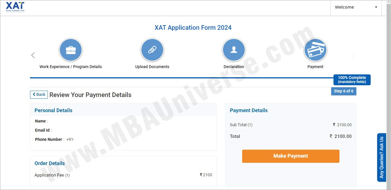 xat registration