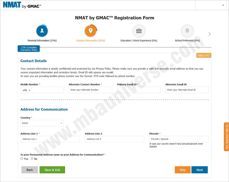 NMAT Registration Process