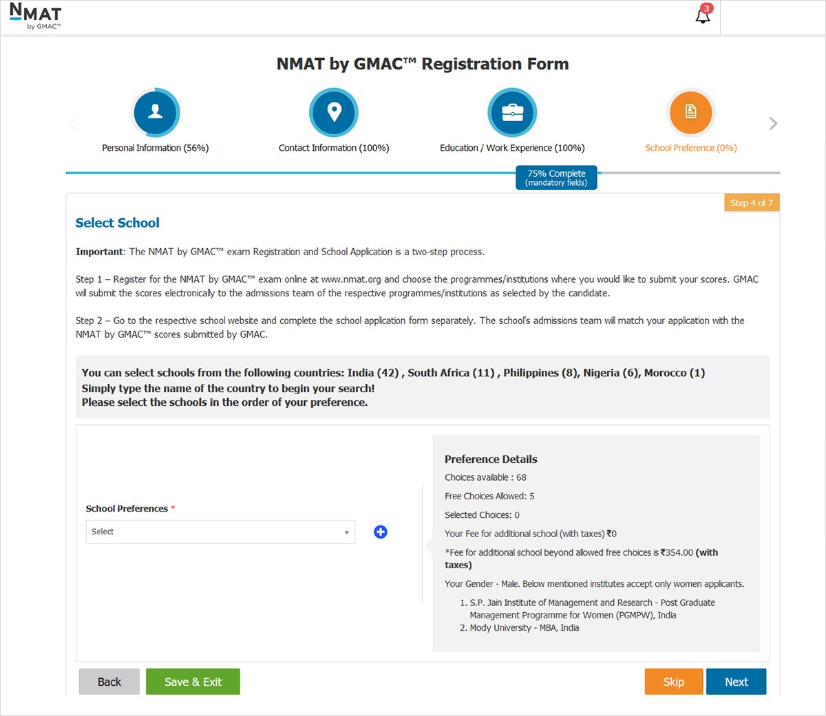 NMAT Registration Process