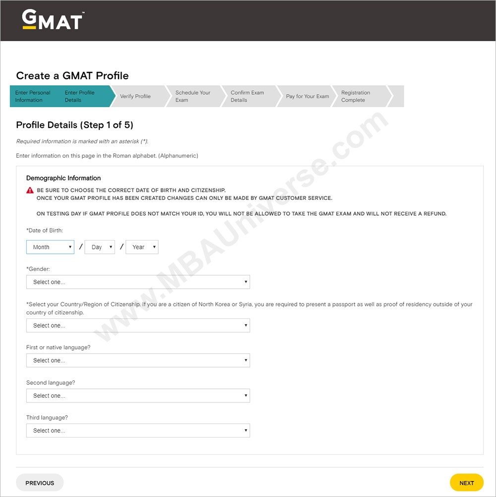 GMAT Registration Process 3